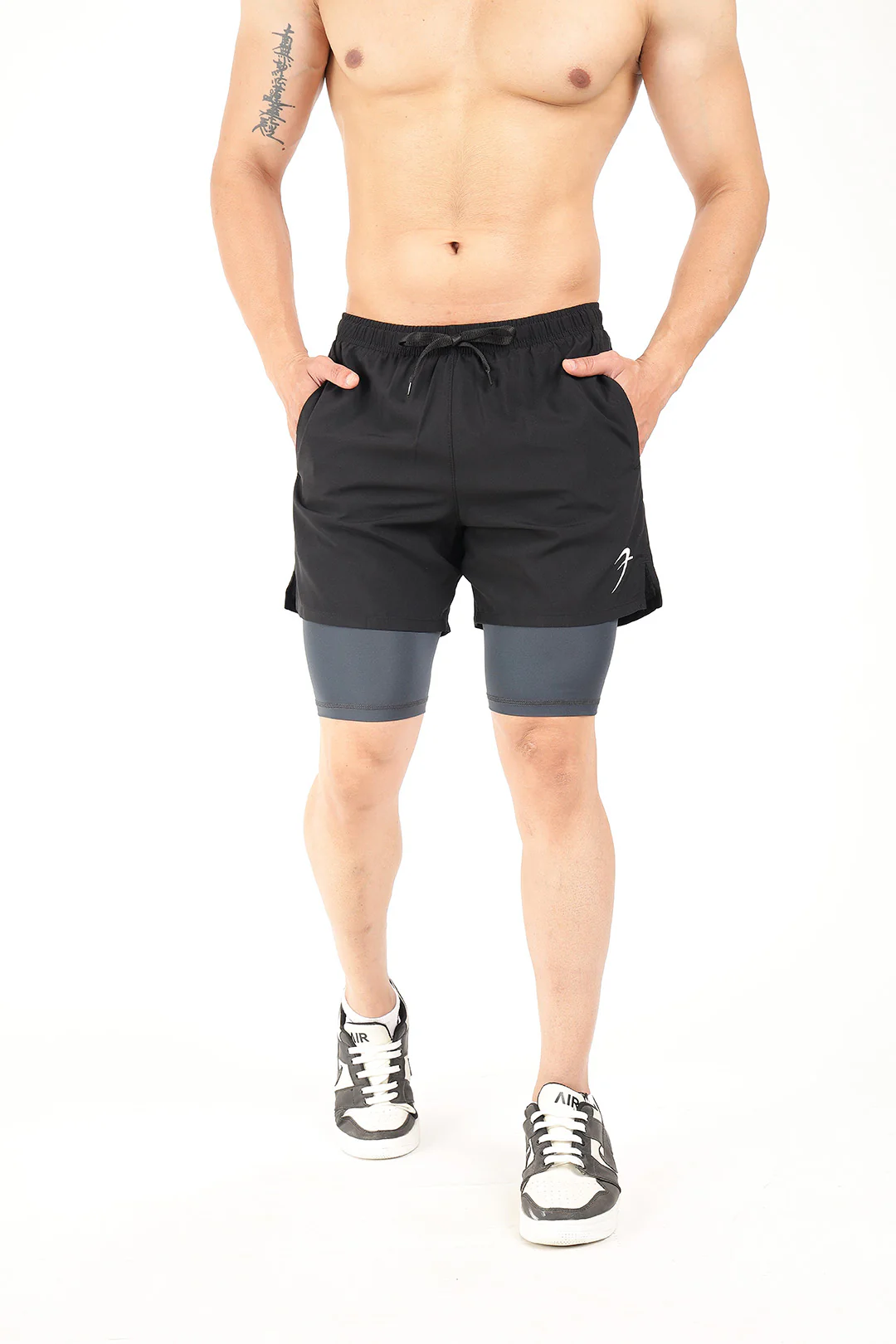 2 in 1 5" Compression Shorts Black - Image 5
