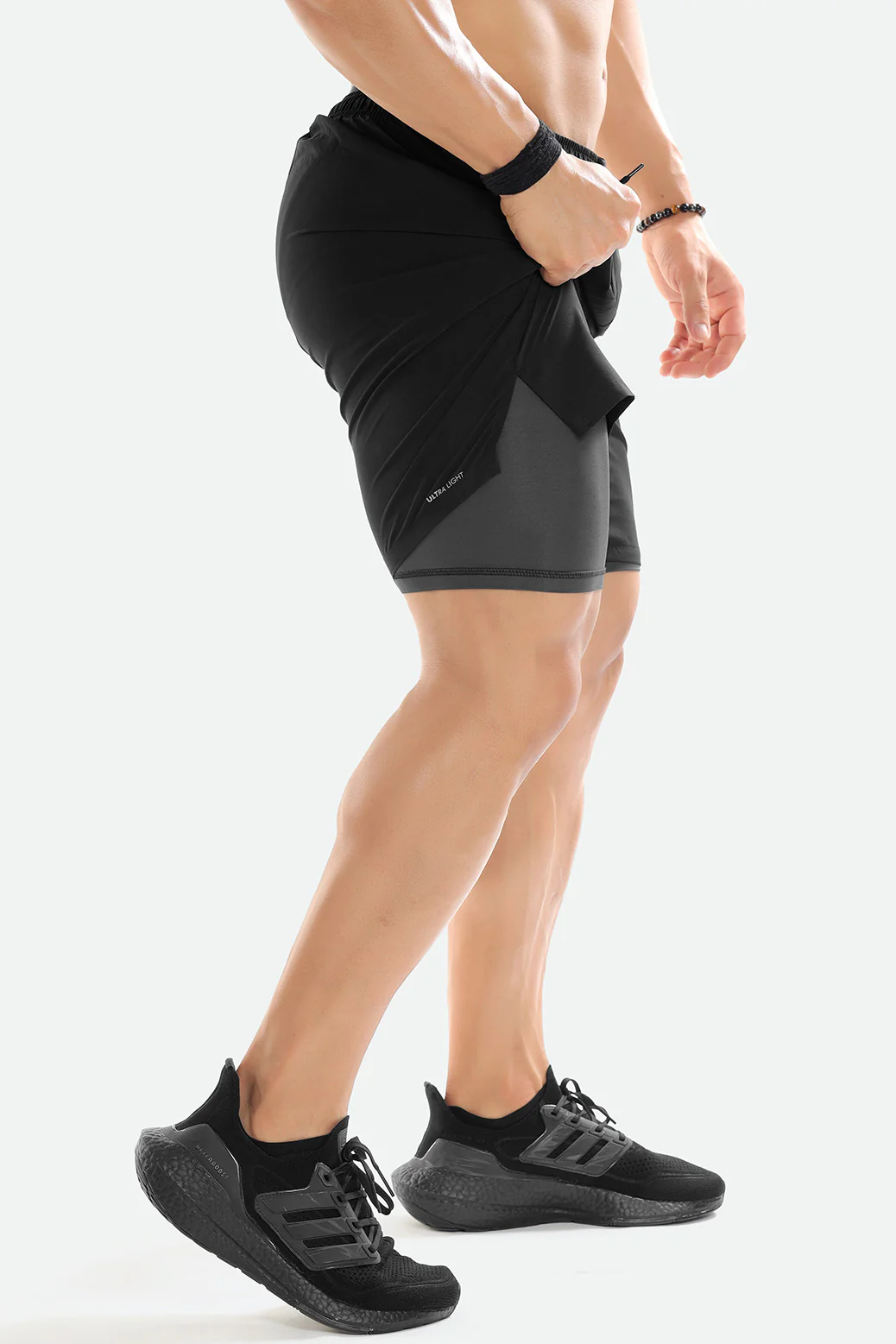 2 in 1 Compression Shorts Black - Image 3