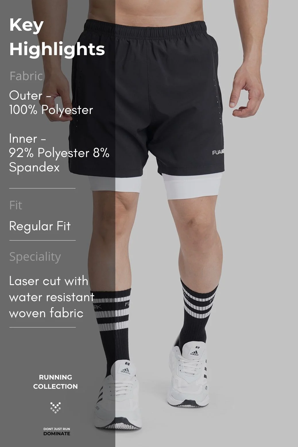 2 in 1 Laser Shorts Black - Image 7