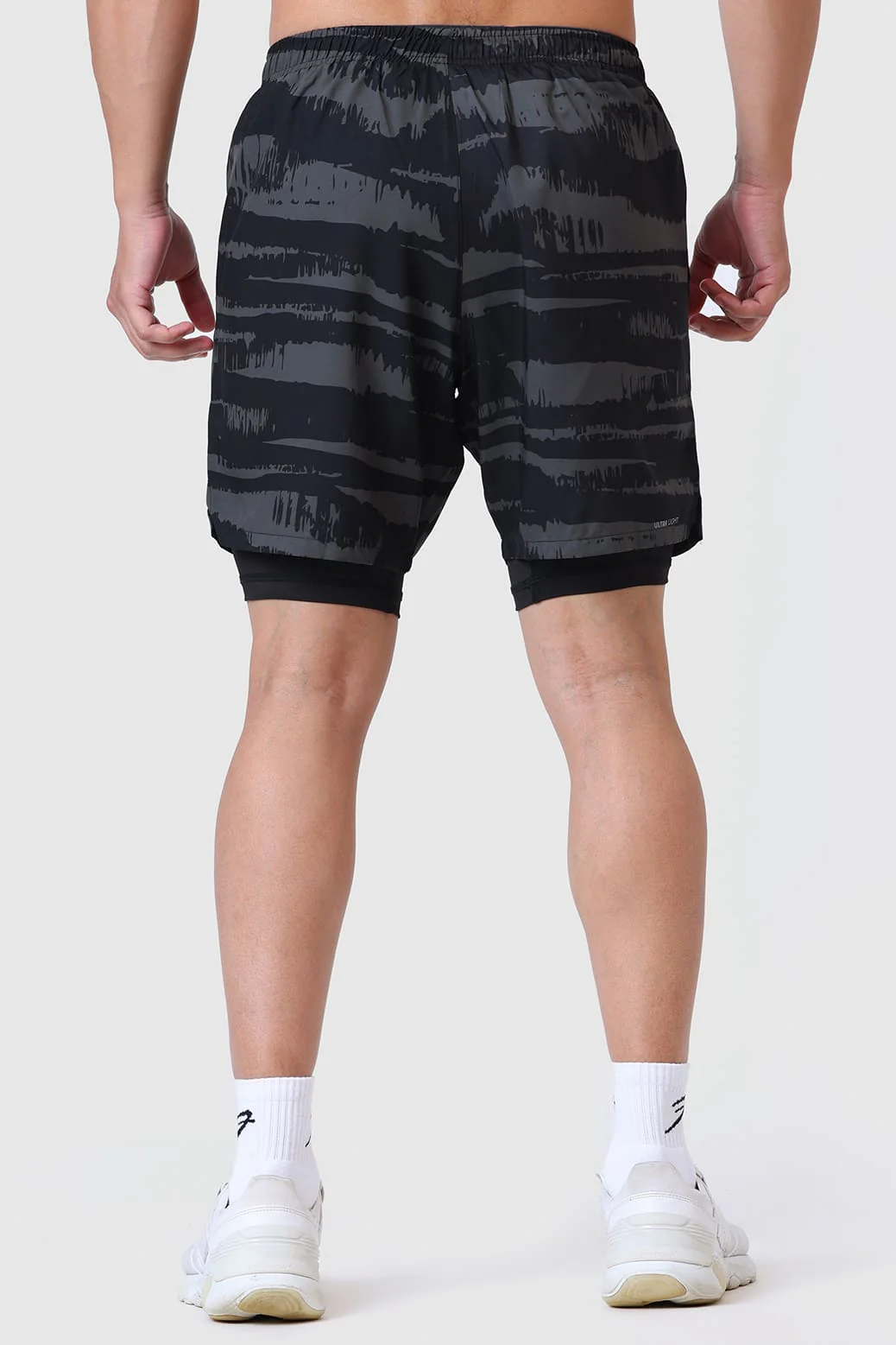 2 in 1 Printed Compression Shorts Olive - Image 5
