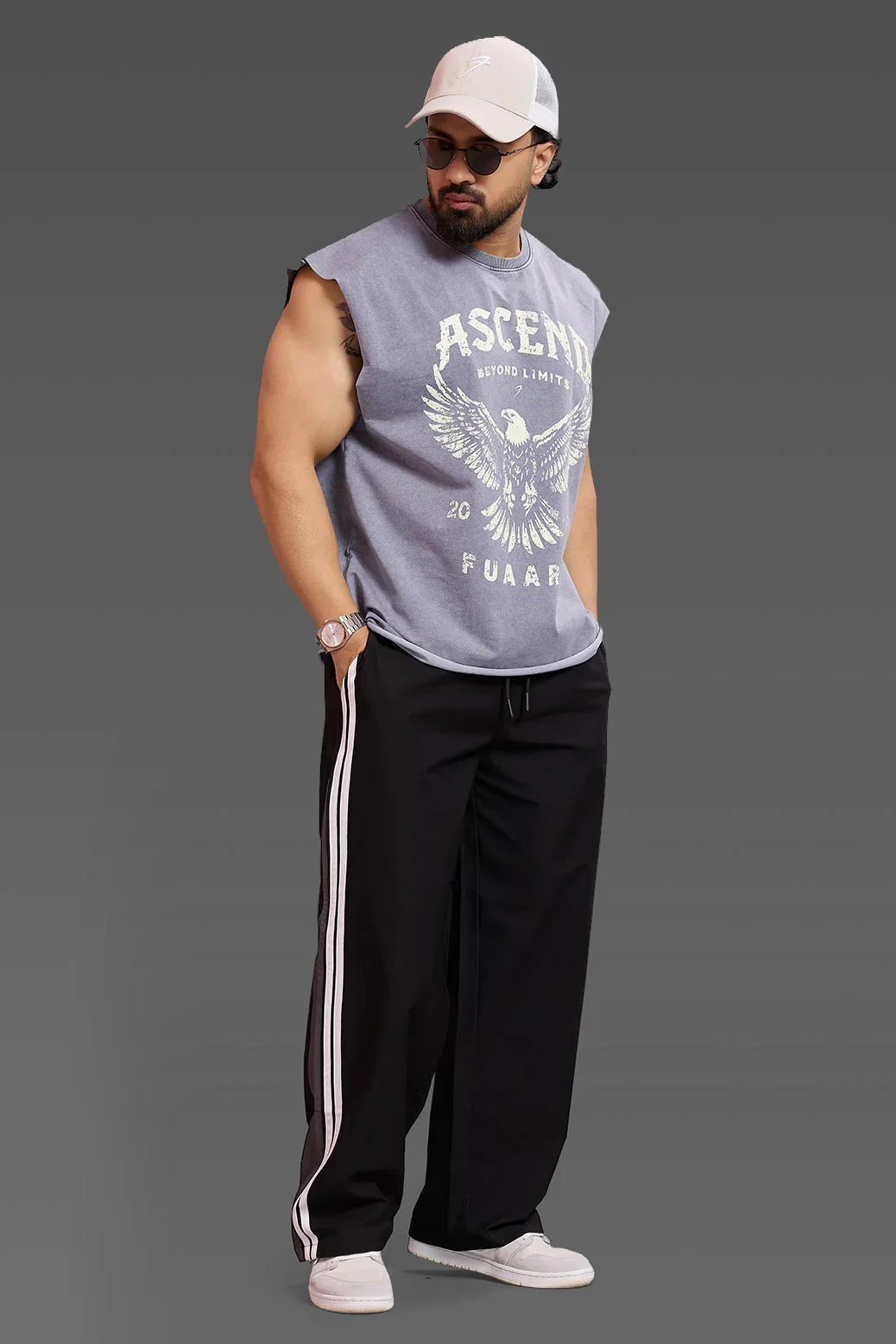 Ascend Washed Capsleeve Tank Light Grey - Image 2