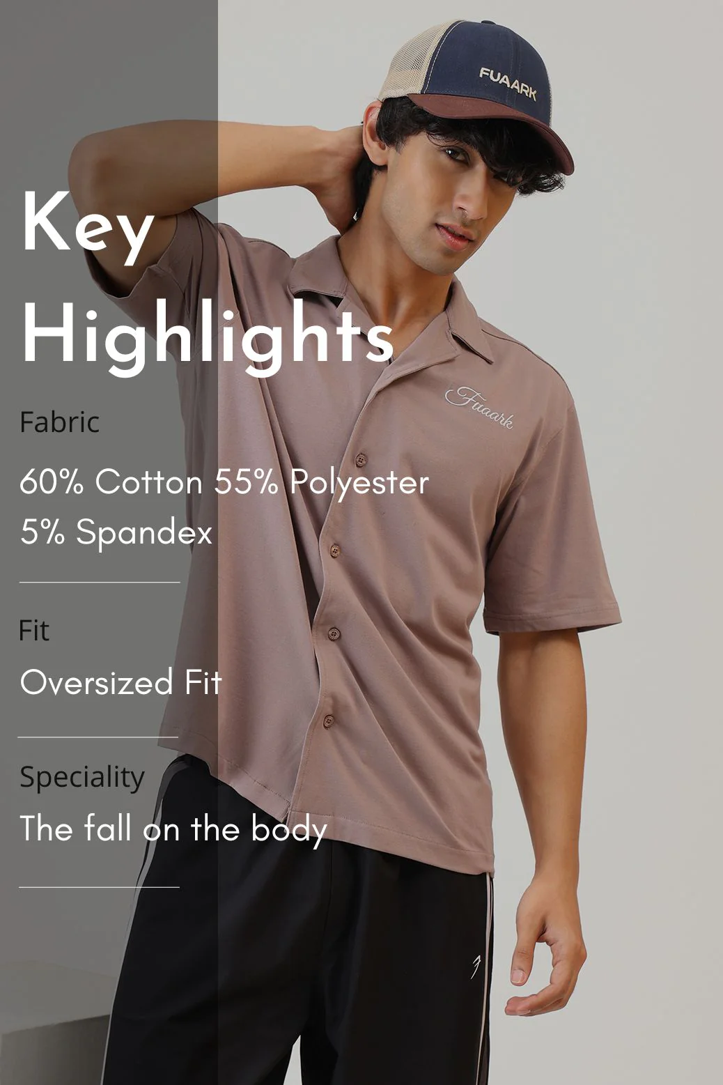 Ashline Oversized Shirt Pastel Brown - Image 7