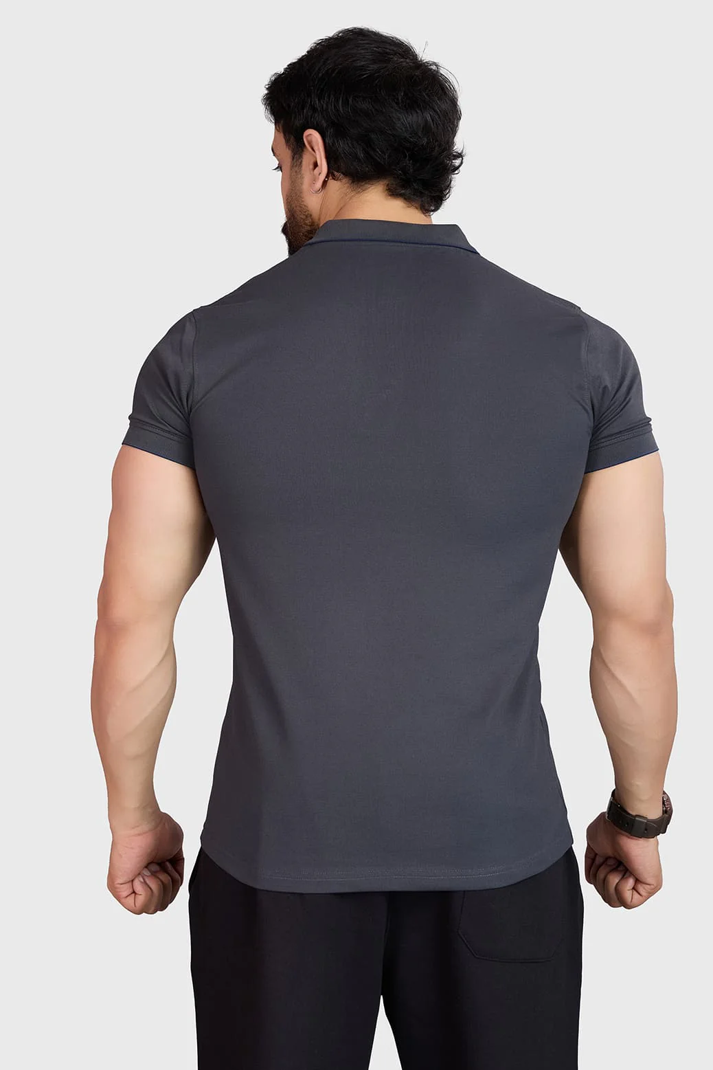 Aura Polo T-shirt Dark Grey - Image 6