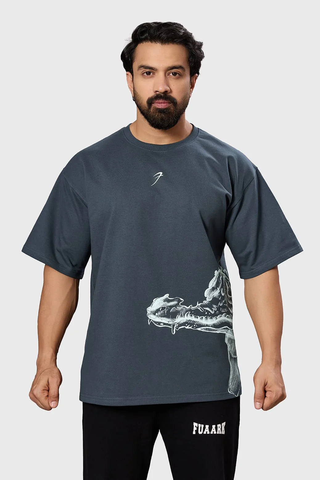 Bite Back Oversized T-shirt Dark Grey - Image 5