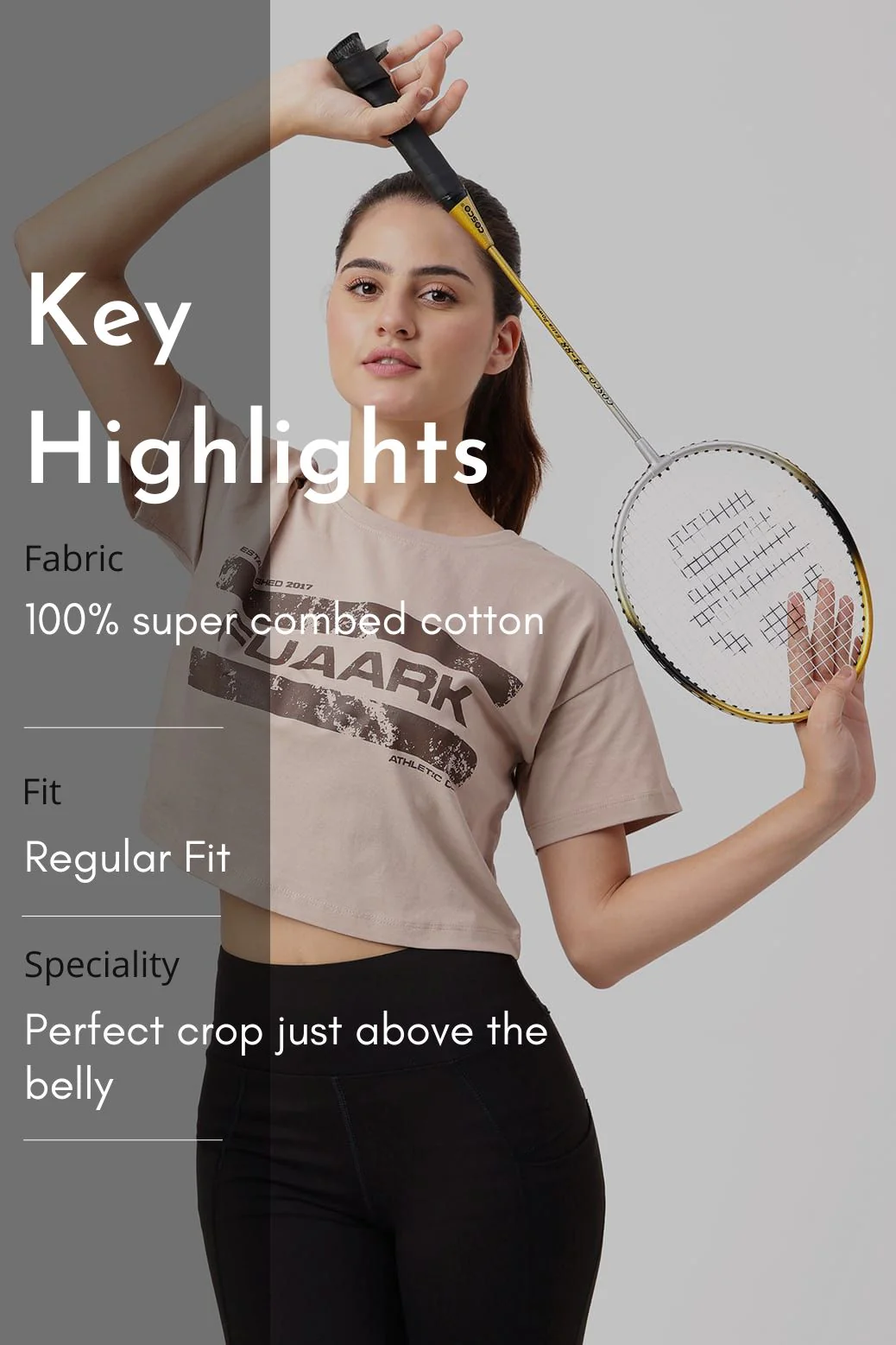 Brisk Fuaark Cotton Crop Top Beige - Image 6