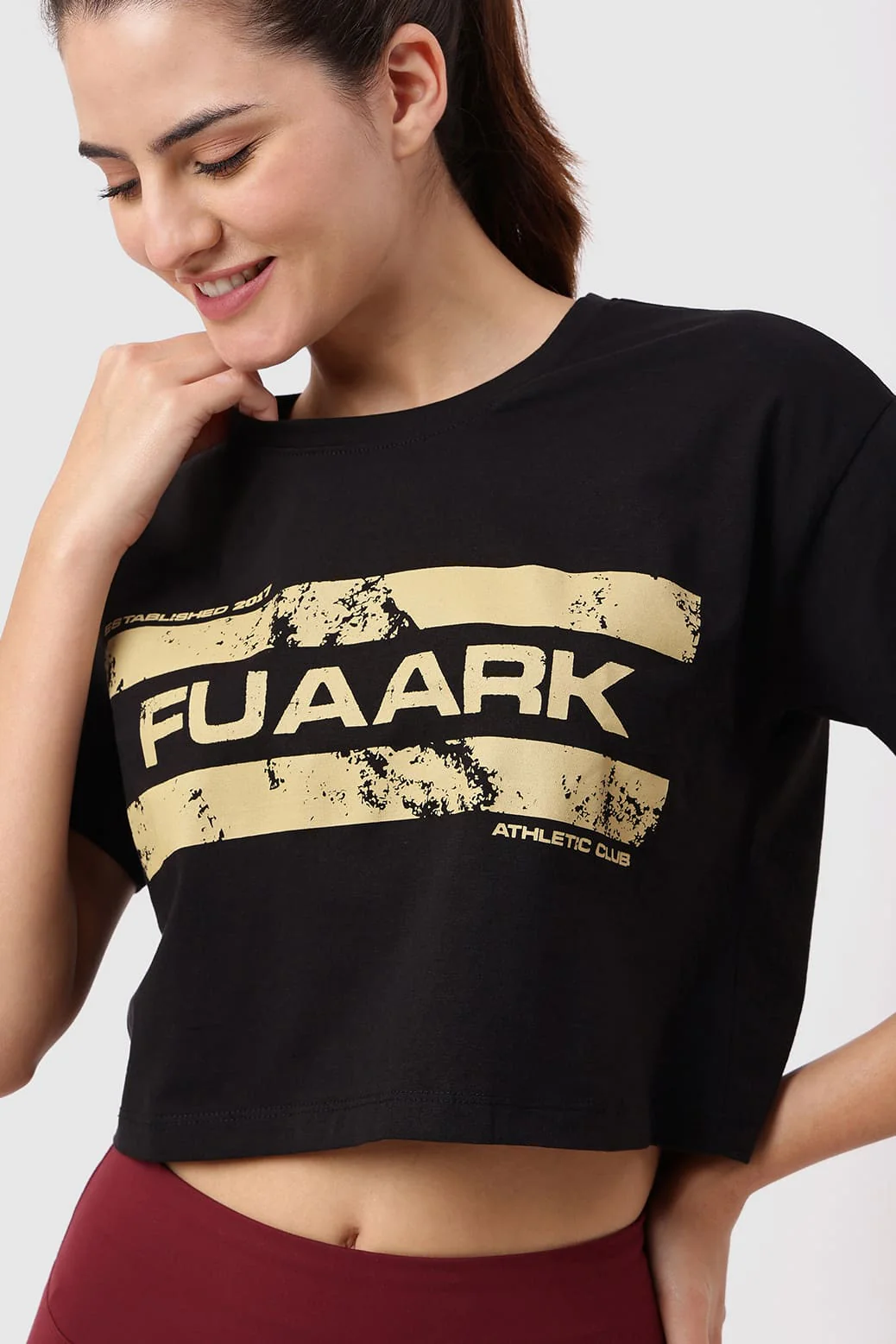 Brisk Fuaark Cotton Crop Top Black - Image 3