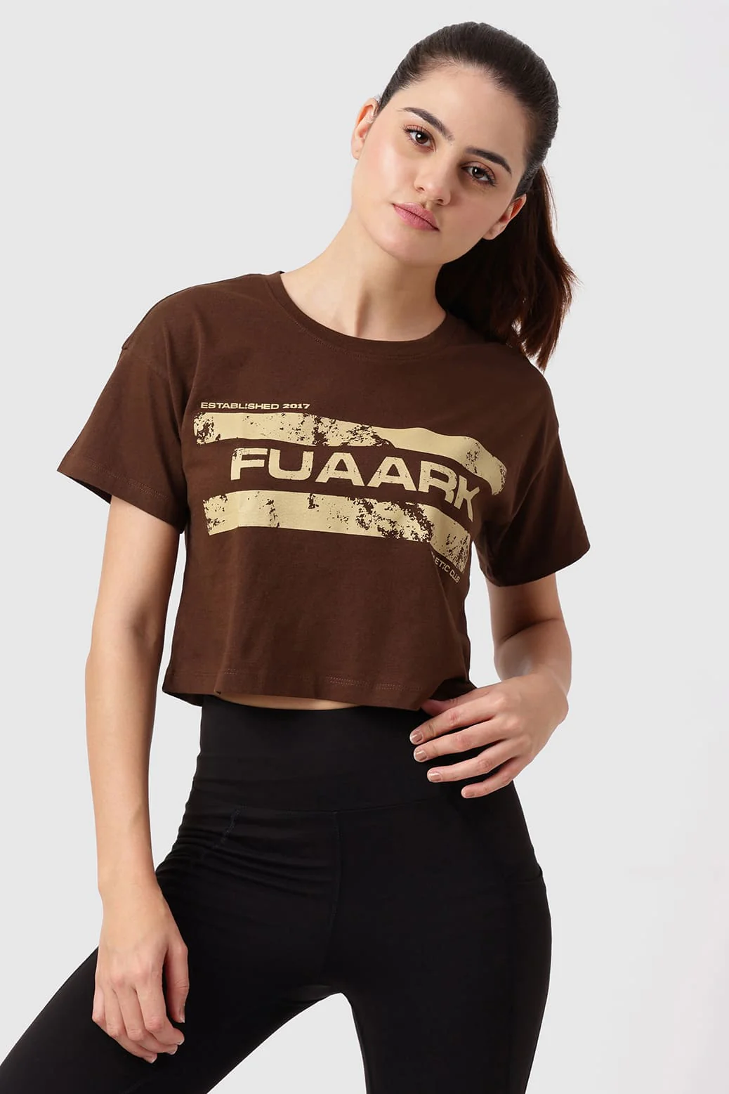 Brisk Fuaark Cotton Crop Top Coffee - Image 4