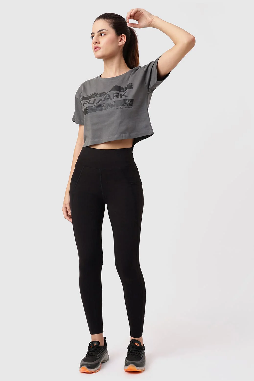 Brisk Fuaark Cotton Crop Top Grey - Image 3