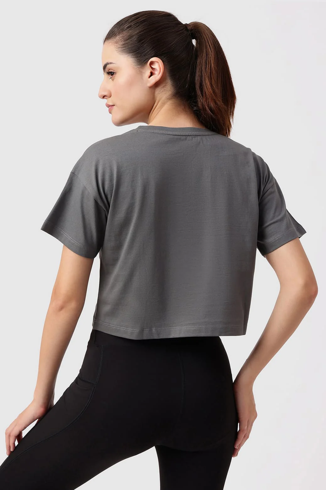 Brisk Fuaark Cotton Crop Top Grey - Image 6