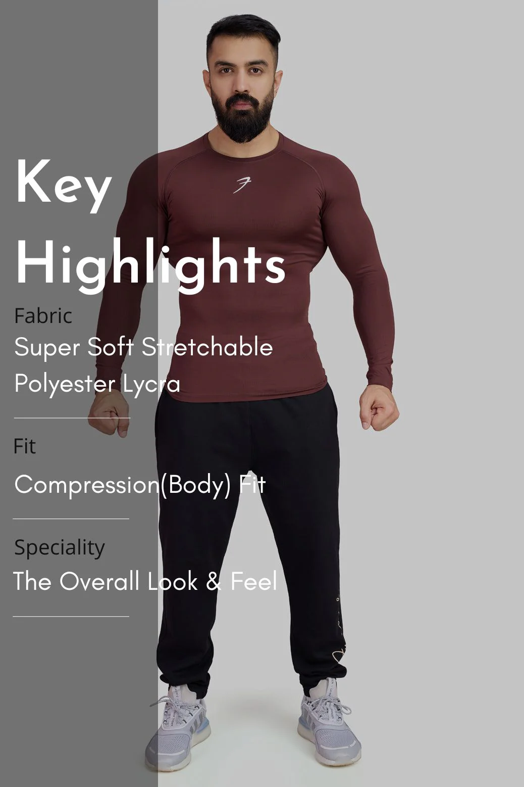 Compression Fullsleeves T-shirt Brown - Image 8