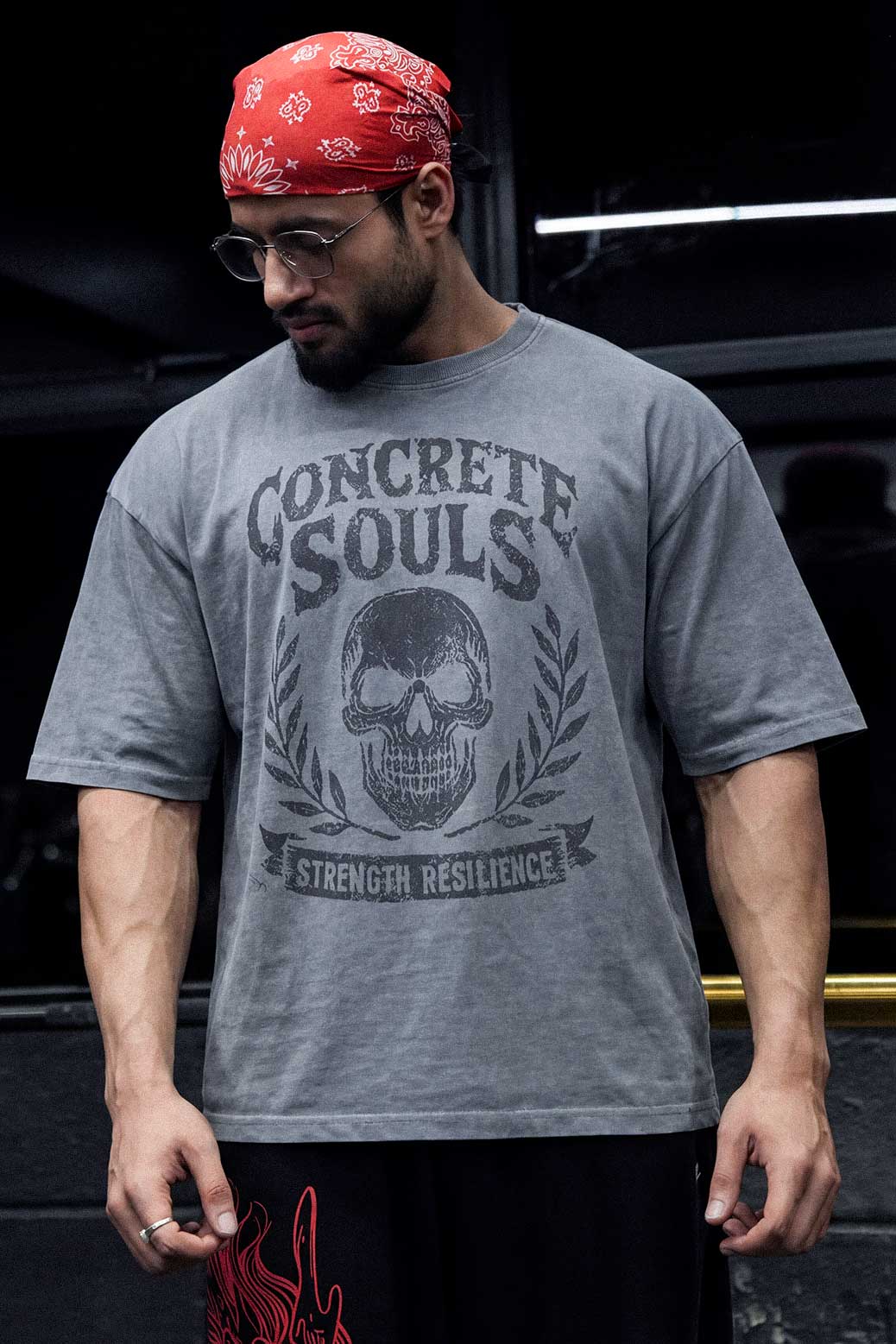 Concrete Soul Washed Oversized T-shirt Light Grey