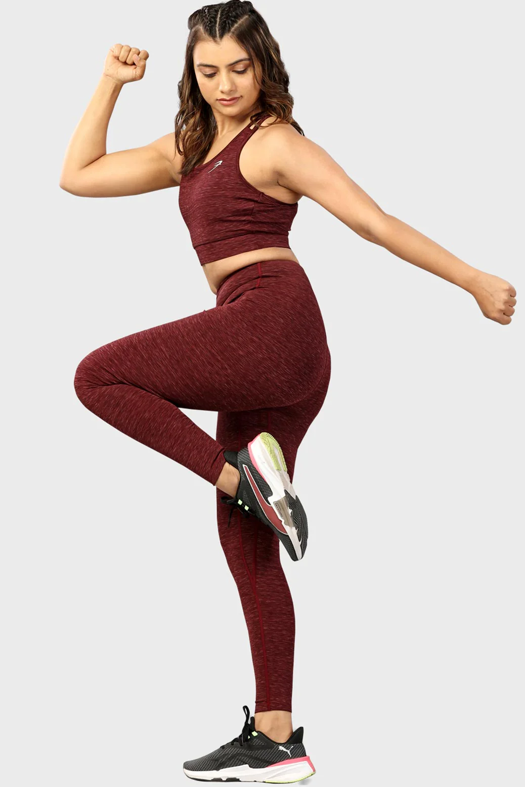 Essential Melange Leggings Maroon - Image 4