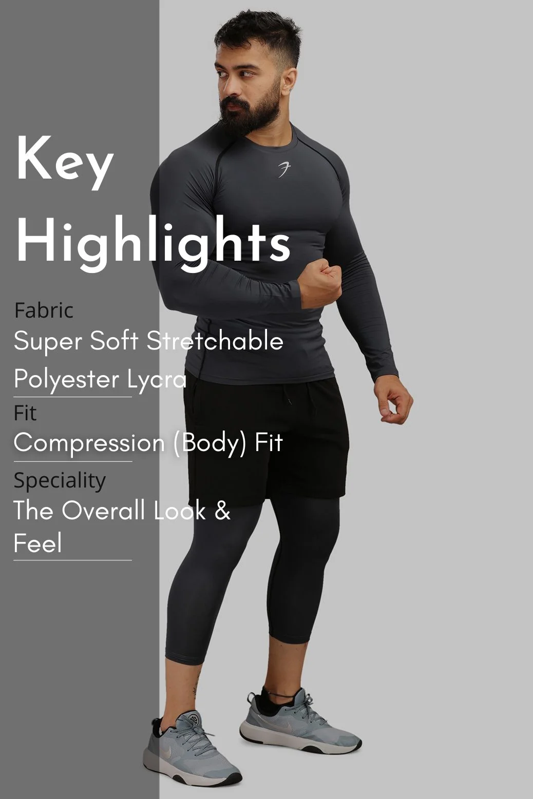 Compression Fullsleeves T-shirt Grey - Image 8