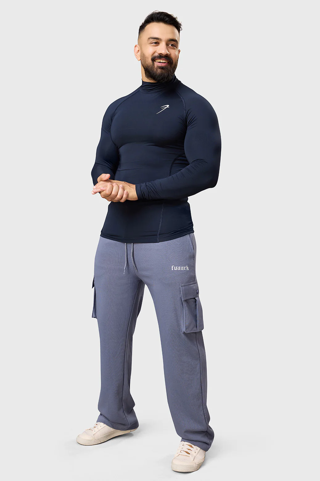 High Neck Compression Full Sleeves T-shirt Navy - Image 3