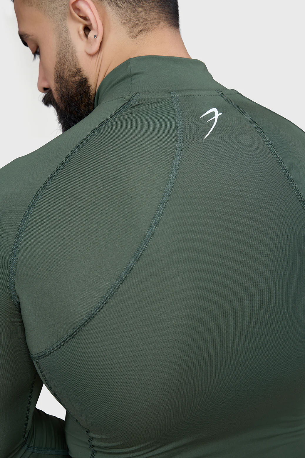 High Neck Compression Full Sleeves T-shirt Olive - Image 6