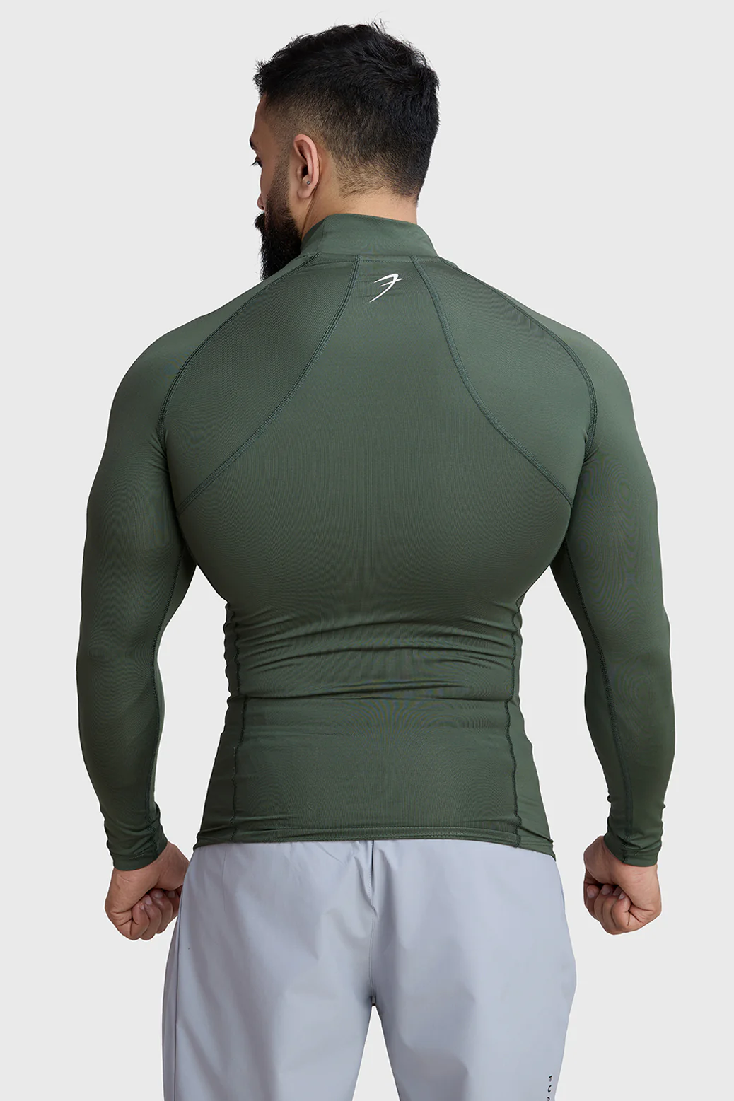 High Neck Compression Full Sleeves T-shirt Olive - Image 8