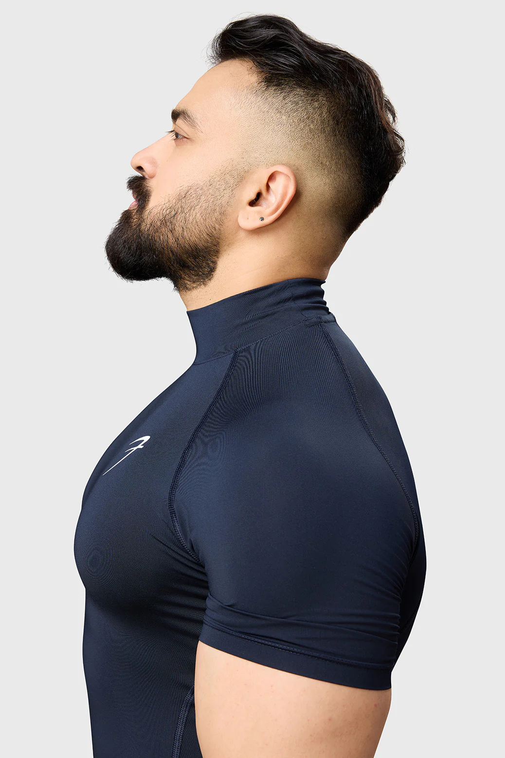 High Neck Compression T-shirt Navy - Image 5