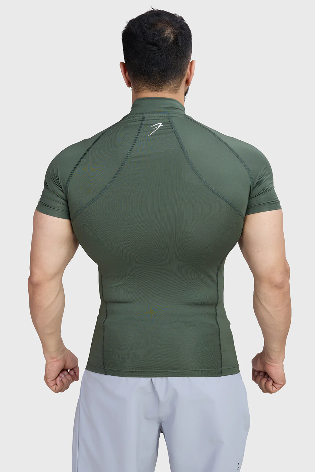 High Neck Compression T-shirt Olive - Image 6