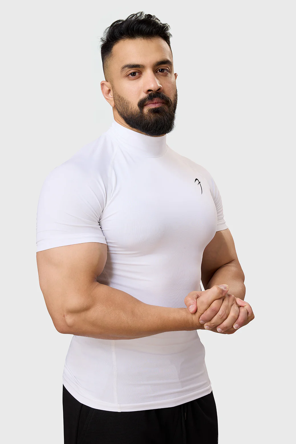 High Neck Compression T-shirt White - Image 2