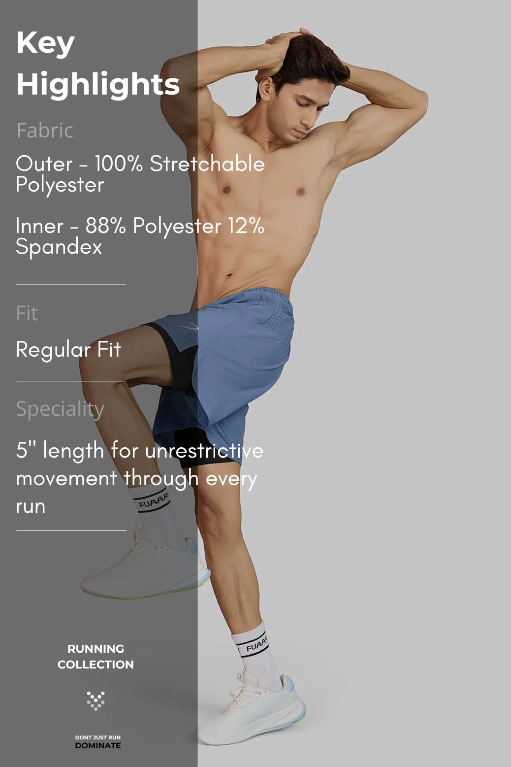 Hyper 5" Running  Shorts Light Grey - Image 7