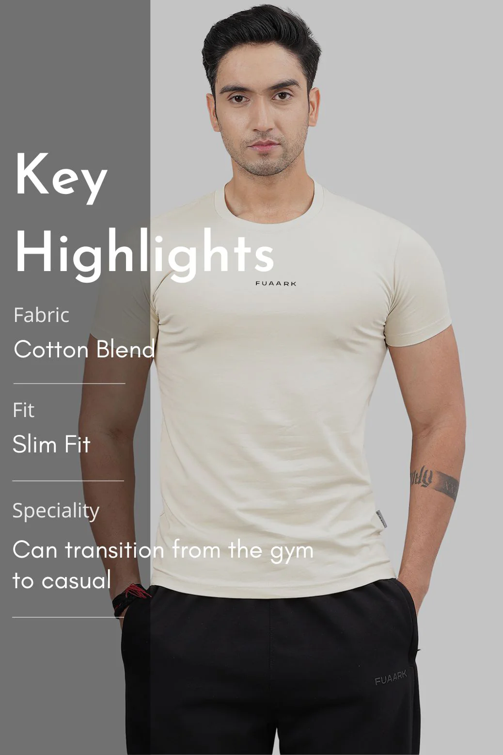 Legacy Crew Neck T-shirt Beige - Image 4