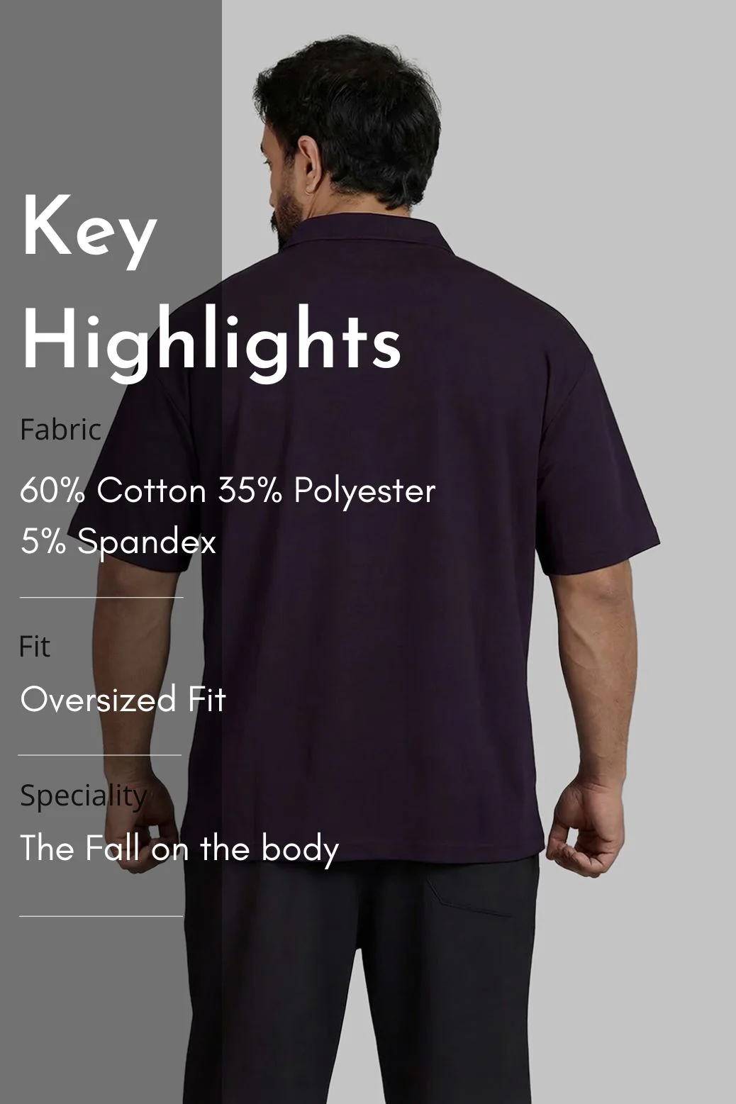 Noir Oversized Polo T-shirt Plum - Image 6