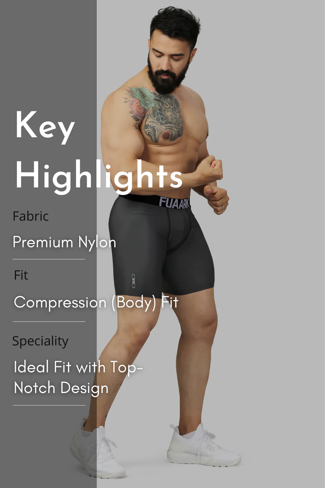 Nylon Compression Shorts Grey - Image 6