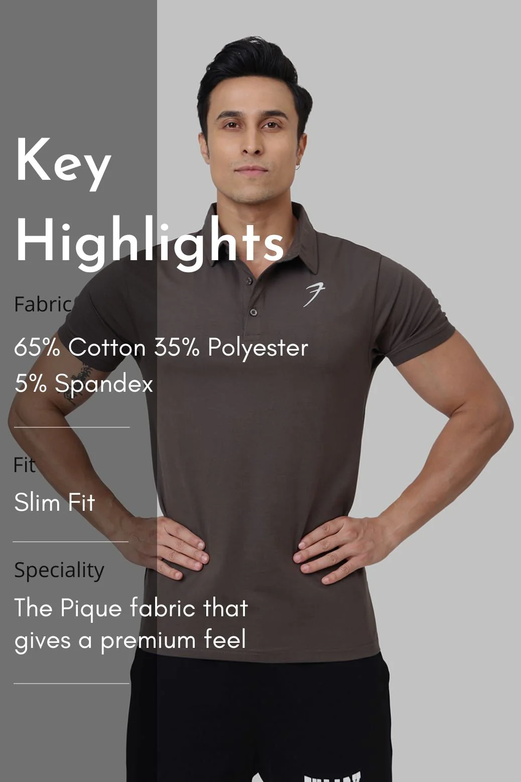 Polo T-shirt Gunmetal - Image 8