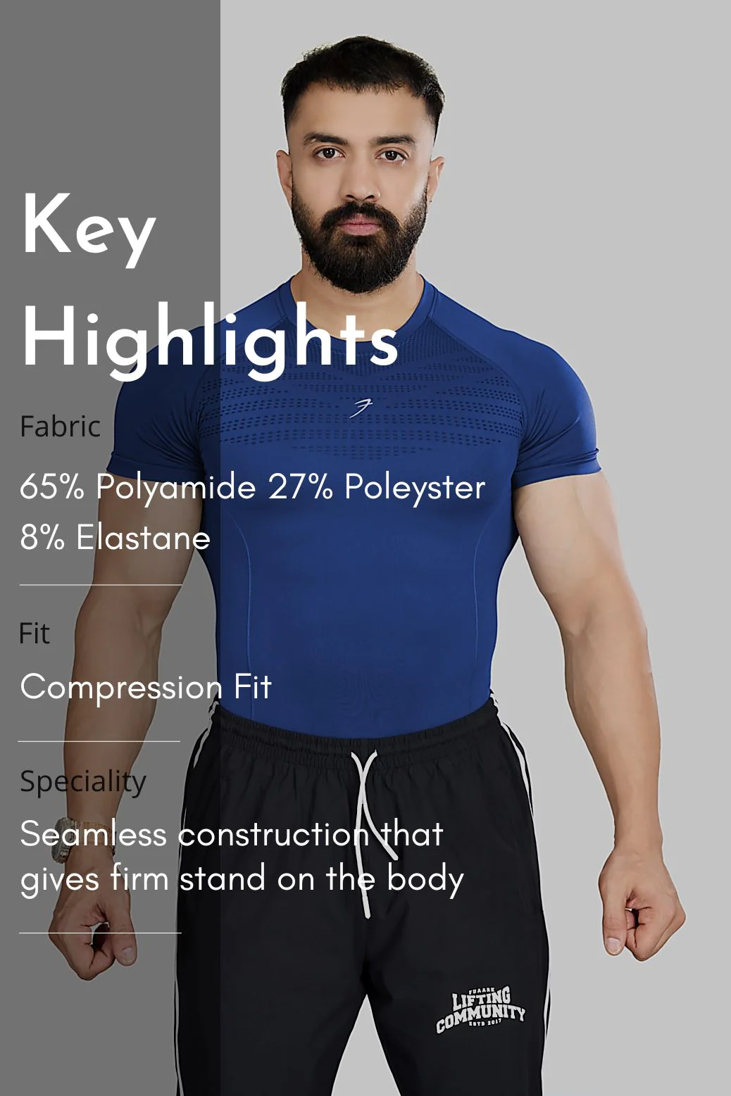 Power Seamless T-shirt Blue/Logo - Image 7