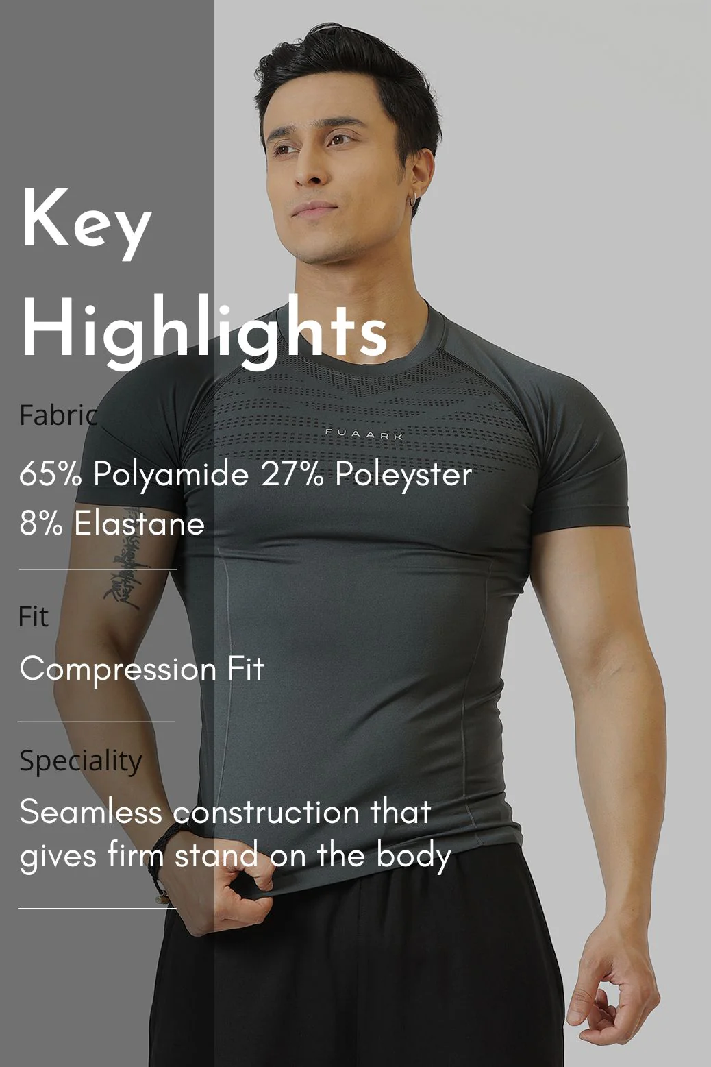 Power Seamless T-shirt Grey/Fuaark - Image 9