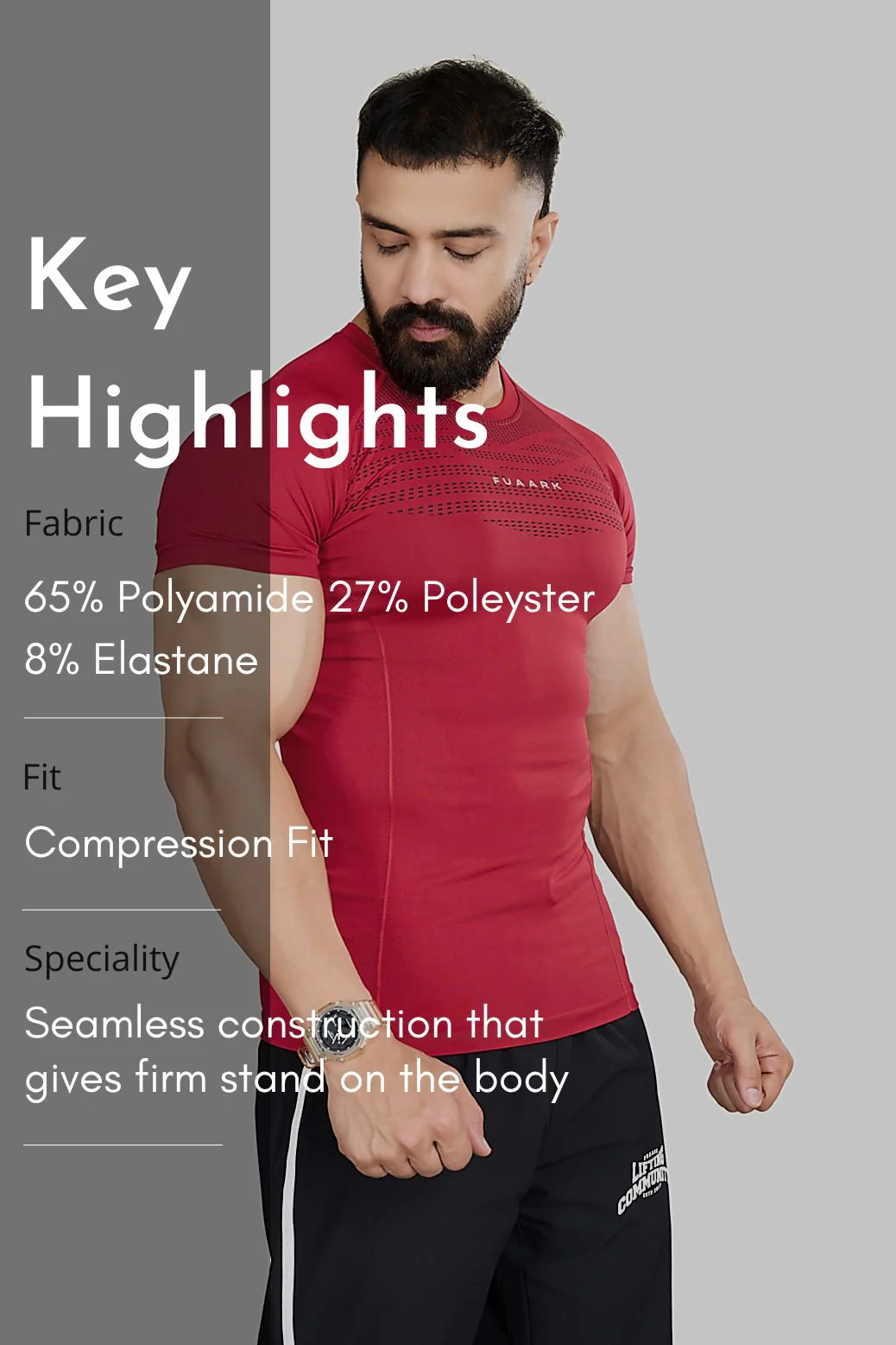 Power Seamless T-shirt Red/ Fuaark - Image 7