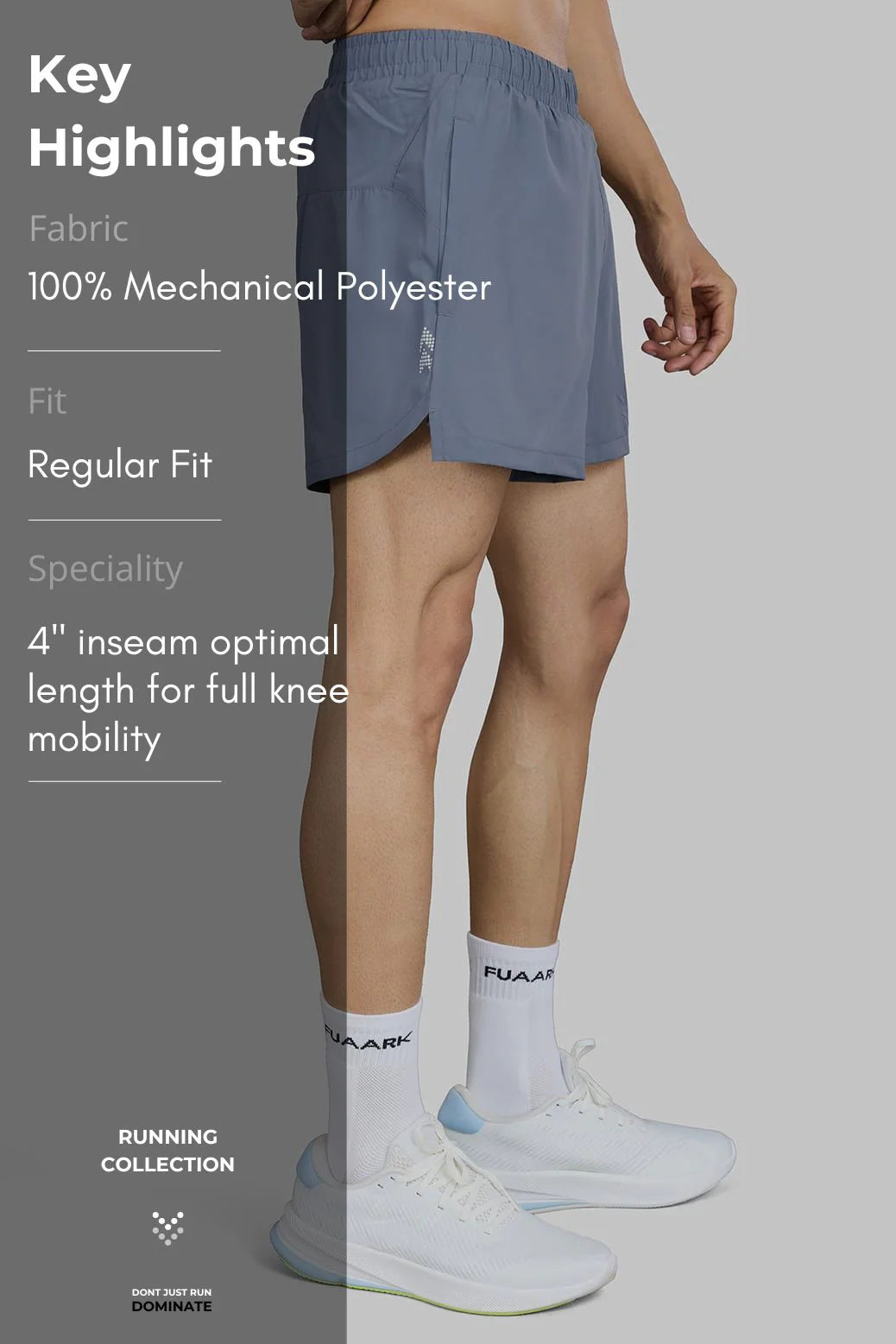 Pulse 4" Running Shorts Light Grey - Image 7