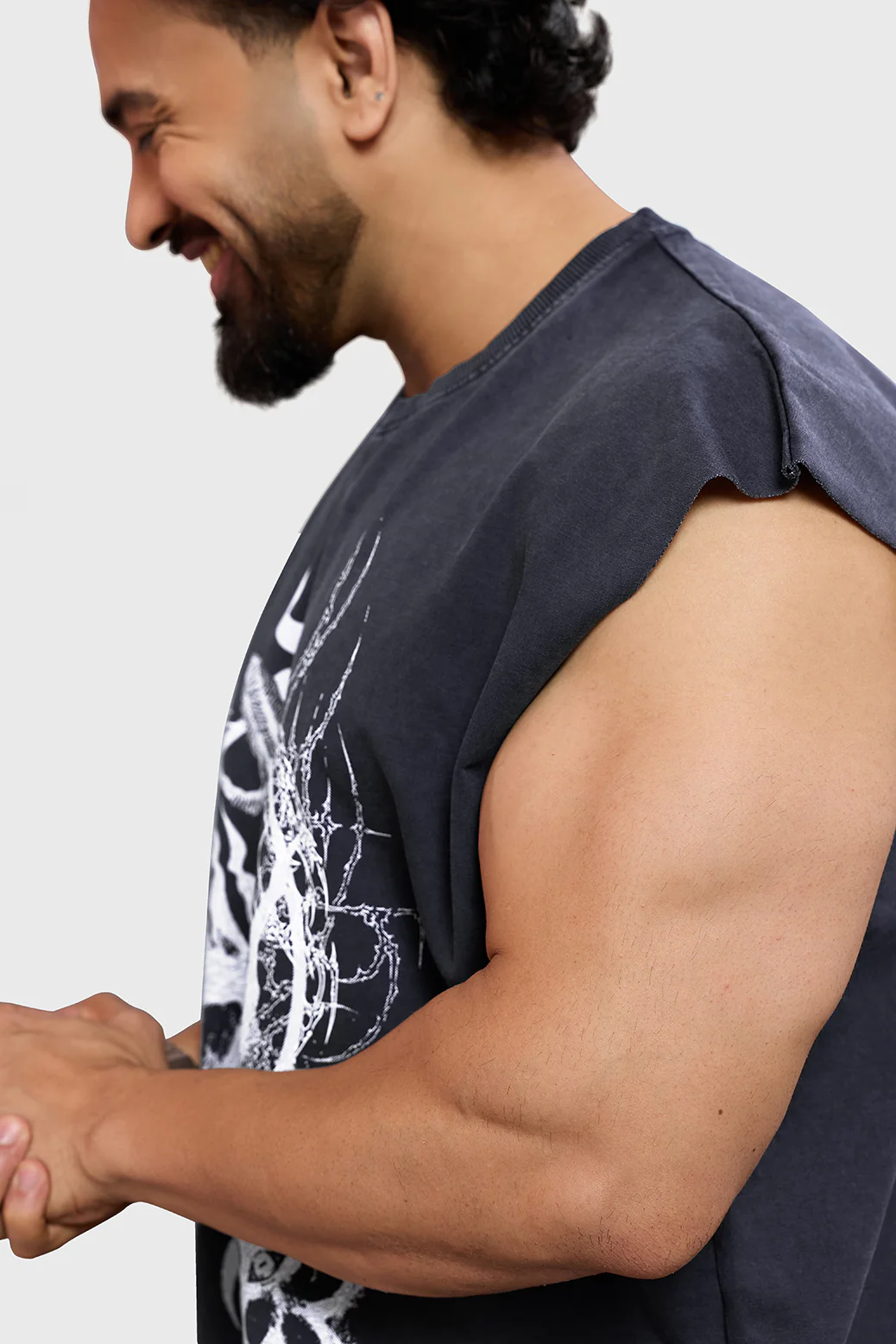 Restricted Washed Capsleeve Tank Dark Grey - Image 4