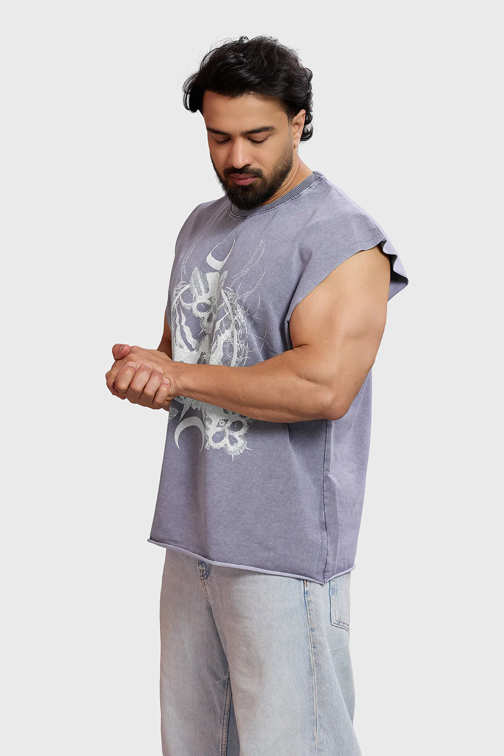 Restricted Washed Capsleeve Tank Light Grey - Image 2