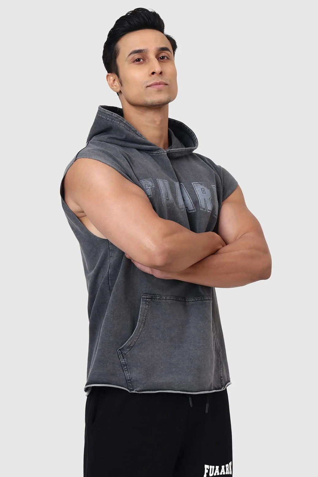 Shadow Washed Capsleeves Hoodie Dark Grey - Image 4