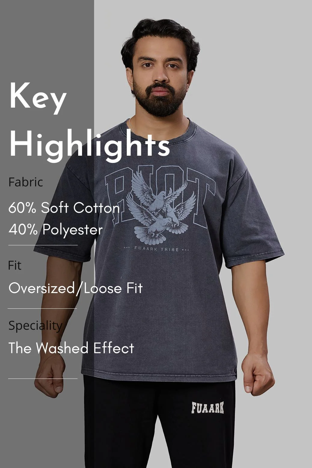 Shadow Washed Oversized T-shirt Dark Grey - Image 7