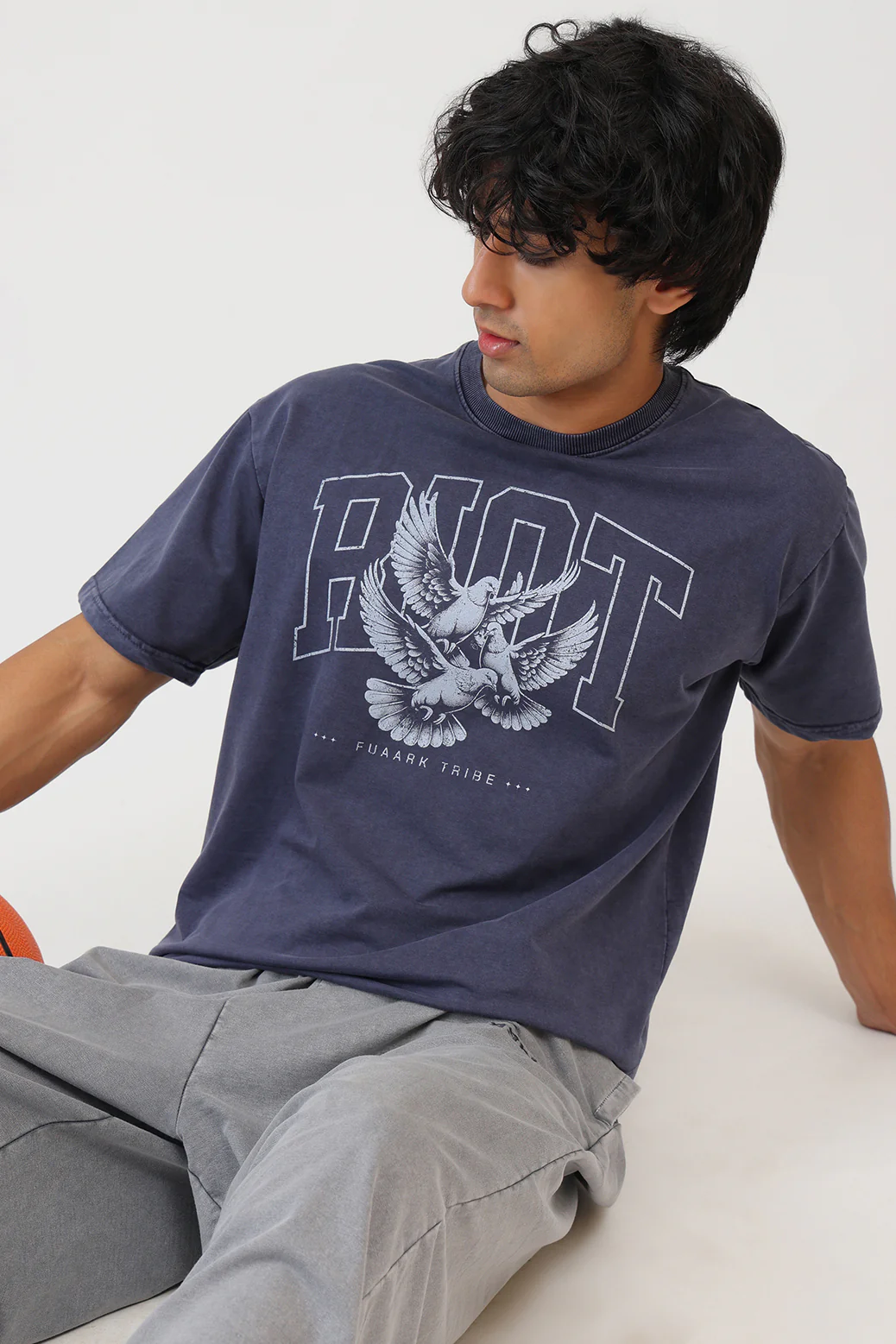 Shadow Washed Oversized T-shirt Navy - Image 4
