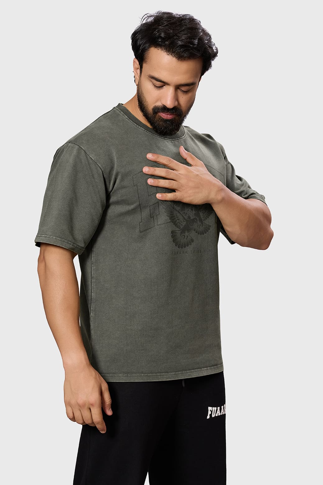 Shadow Washed Oversized T-shirt Olive - Image 5