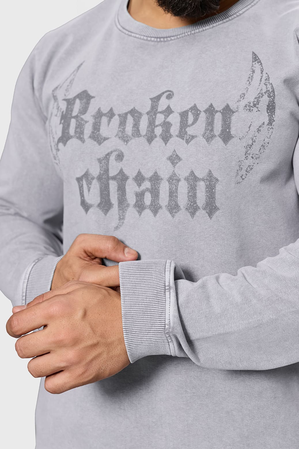 Shadow Washed Sweatshirt Light Grey - Image 3