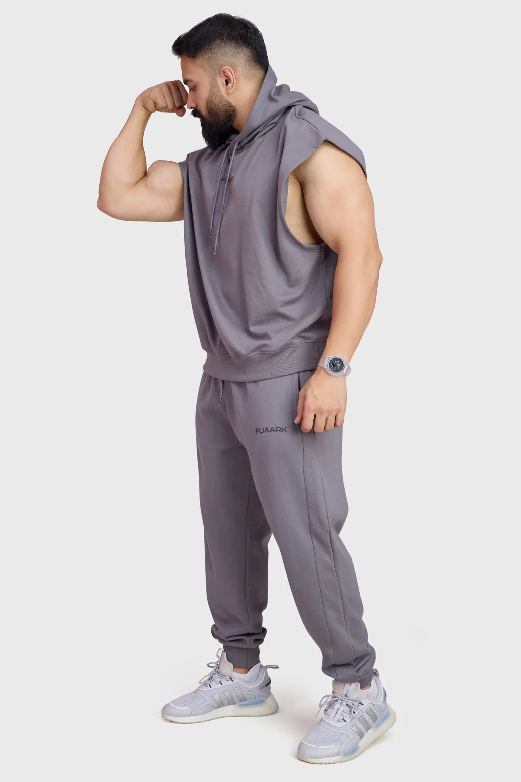 Signature Cap Sleeves Hoodie Dark Grey - Image 2