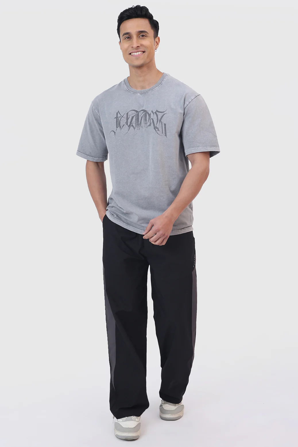 Skull Washed Oversized T-shirt Light Grey - Image 2