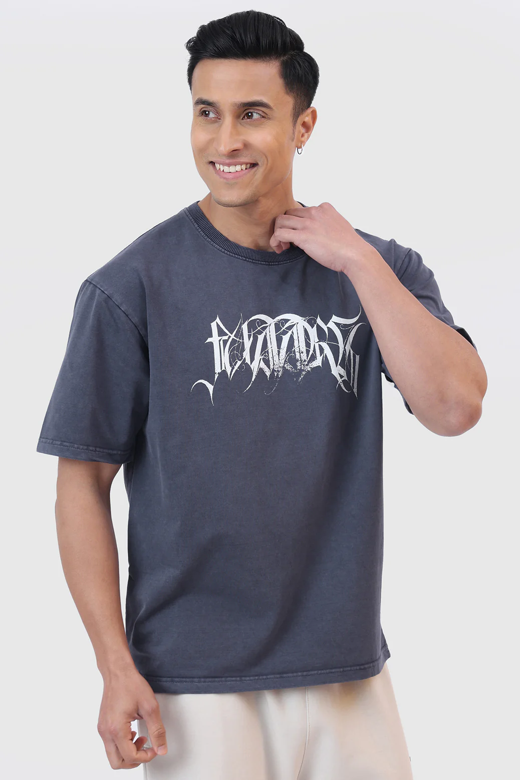 Skull Washed Oversized T-shirt Navy - Image 5