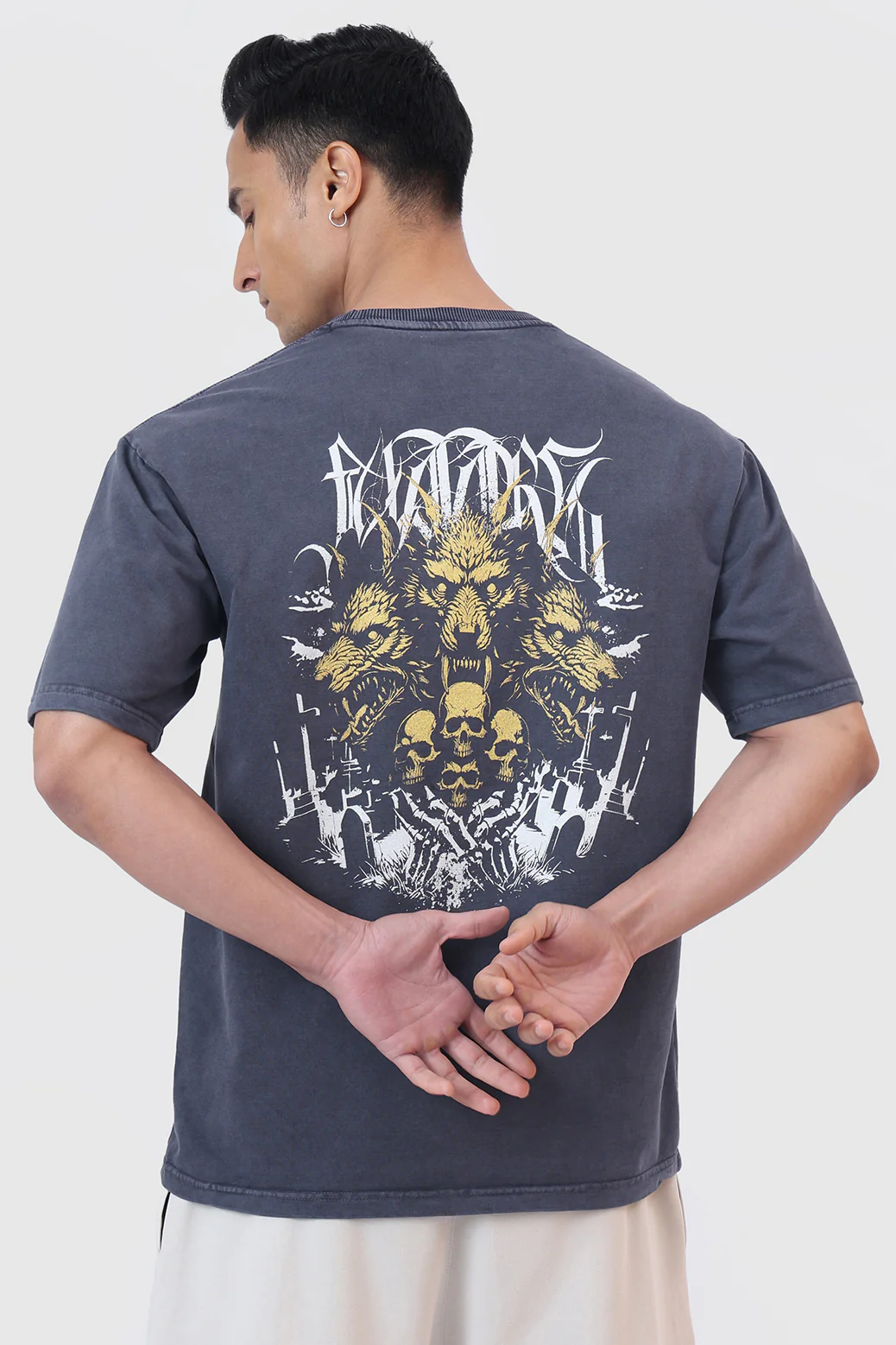 Skull Washed Oversized T-shirt Navy - Image 6